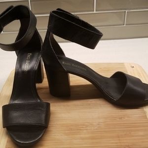 Enzo Angiolini Sandal Strap Heels in Black Leather